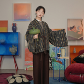 檀木棕 日常款 汉元 秋冬原创国风改良松紧腰女裤 素阔腿裤 谜阿凰