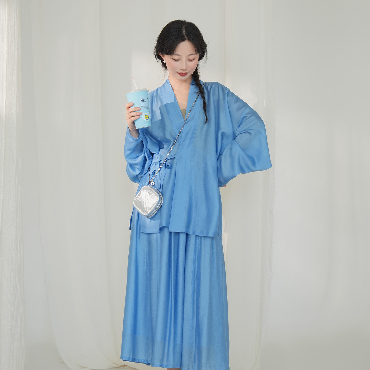 谜阿凰晴空飞机袖宋制汉服套装女图片
