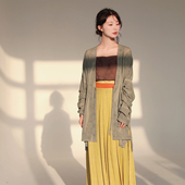 谜阿凰 秋香黄仿花罗褶裙 改良汉服百迭裙女小个子国风日常通勤