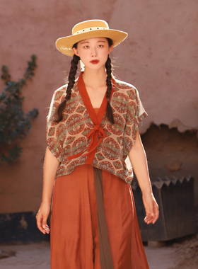 谜阿凰【纸鸢戏唐吴女背子】半臂夏季汉服上衣清凉女日常复原团窠