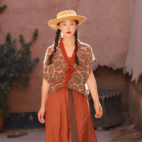 谜阿凰纸鸢戏唐吴女背子夏季汉服