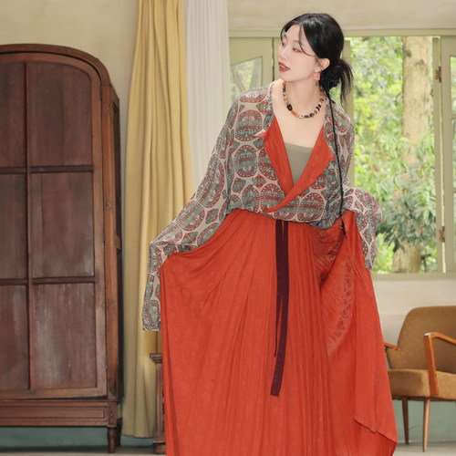 谜阿凰玉麟圆领衫原创唐制汉服女