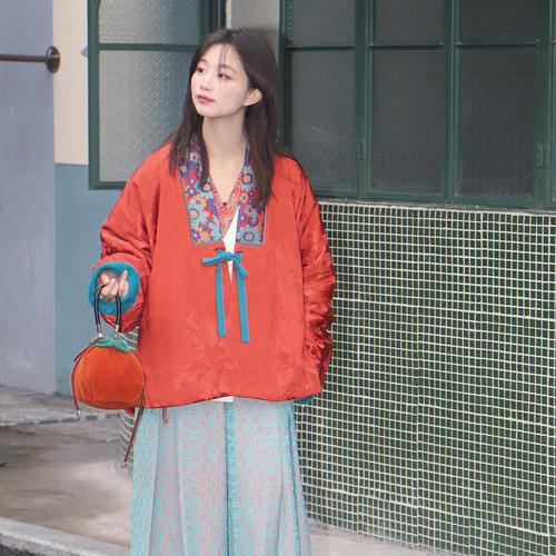 谜阿凰元夕对襟袄汉服垂顺感强