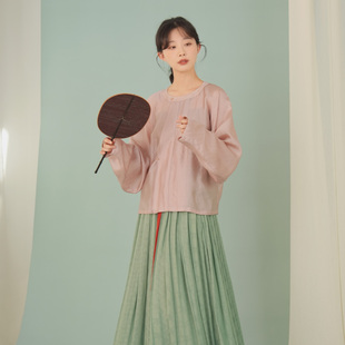 谜阿凰【枕上书】唐制圆领衫天丝汉服日常款新中式夏季女款半身裙
