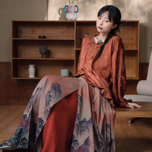 复古明制马面裙小个子新中式 春夏国风唐坦领短衫 云山约 谜阿凰