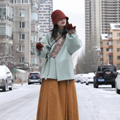 谜阿凰 保暖加厚上衣改良马面裙女 素套装 霜华棉袄 原创汉服汉元