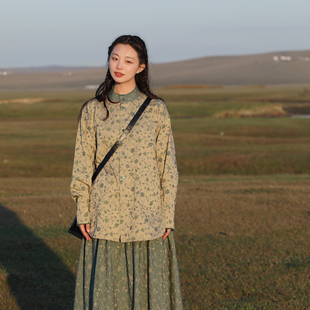 衬衫 原创双面穿重工提花棉汉服套装 半身裙日常秋冬 漫野 谜阿凰