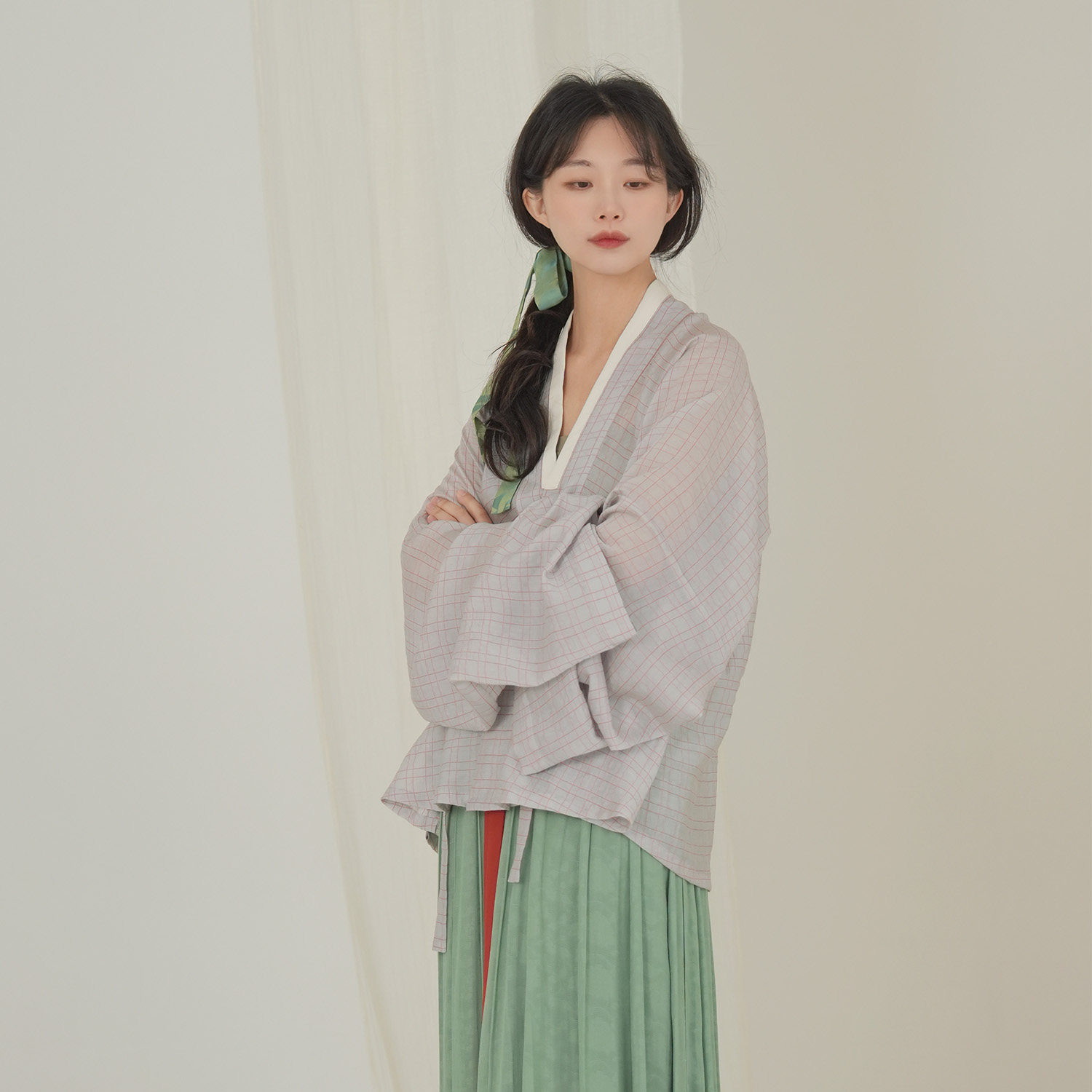 谜阿凰【月汐】明制长袖对穿交日常可穿汉服春夏季显瘦女款汉元素