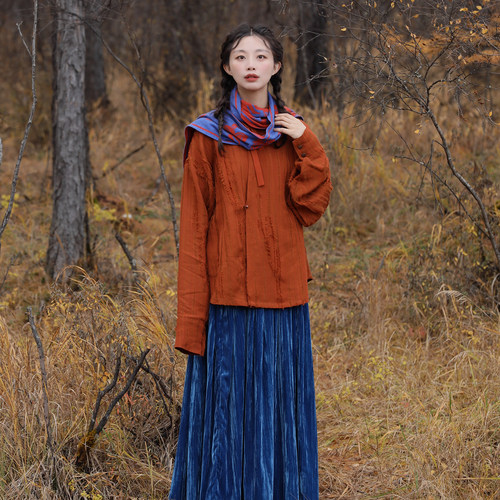 谜阿凰改良汉服套装衬衫天丝剪花