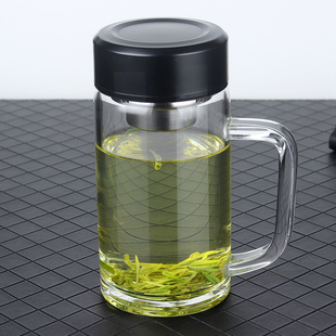 辰州带把手玻璃杯大容量单层加厚底泡茶杯耐高温耐热办公室水杯