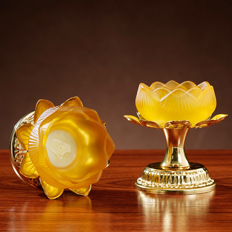 仿琉璃合金莲花烛台灯座灯架灯台