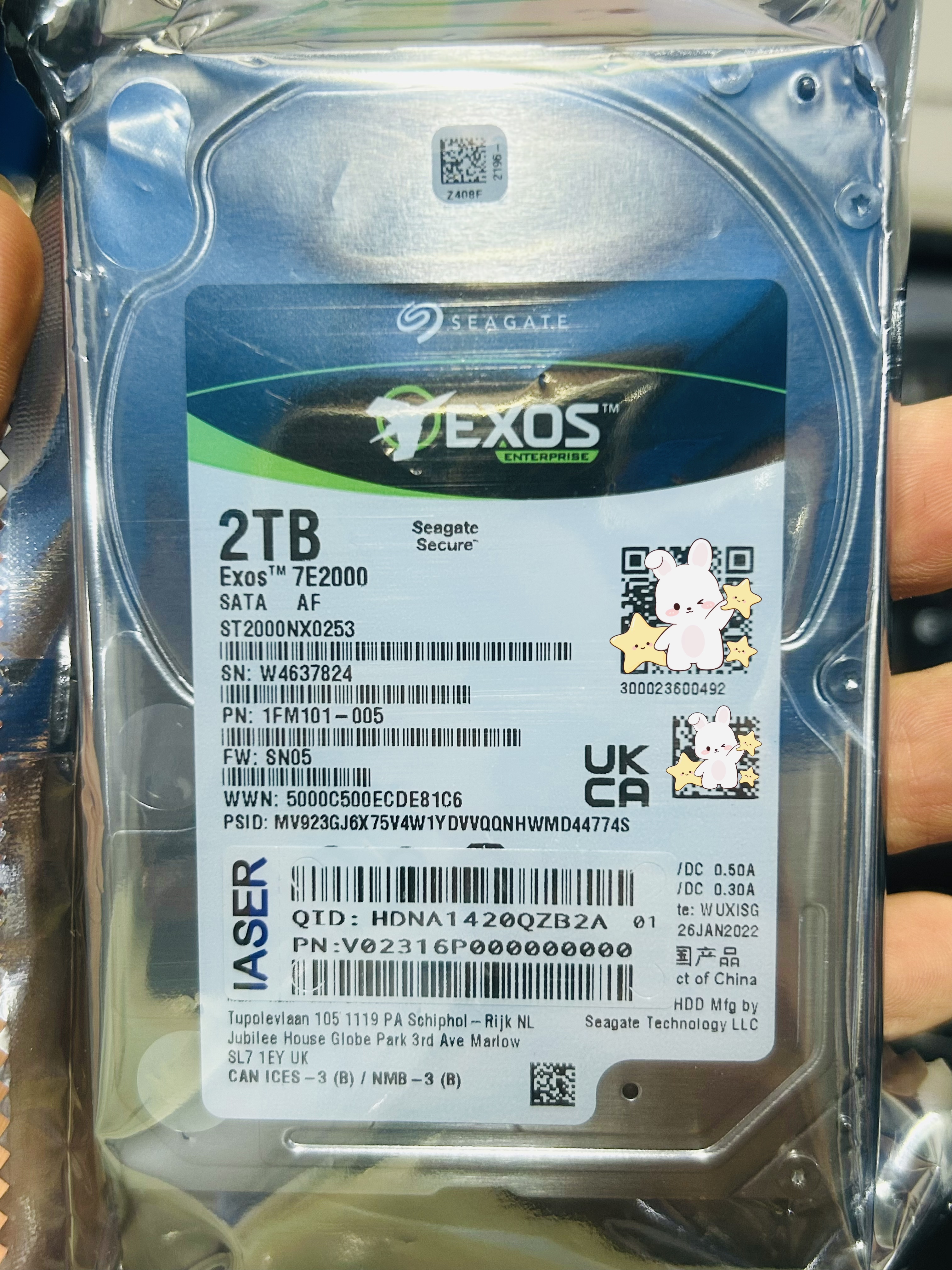 希捷2T硬盘ST2000NX0253企业级2.5寸Sata盘EXOS 7E2000银河1T 2TB