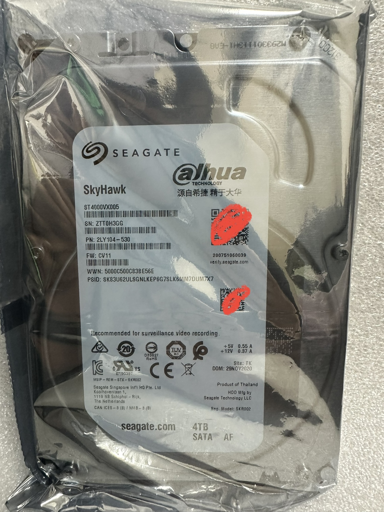 希捷4TB监控硬盘海康大华薄盘