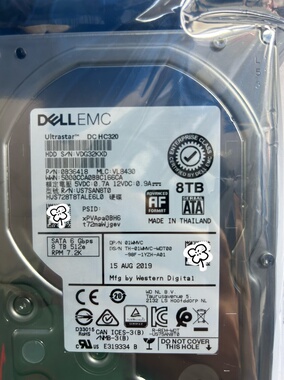 戴尔8T硬盘8T SATA企业级硬盘01WMVC 09X09C HUS728T8TALE6L0机械