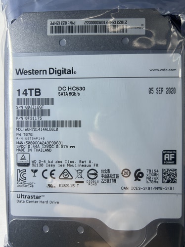 西数14T企业硬盘华为14TB SATA 7.2K机械硬盘WUH721414ALE6L0监控