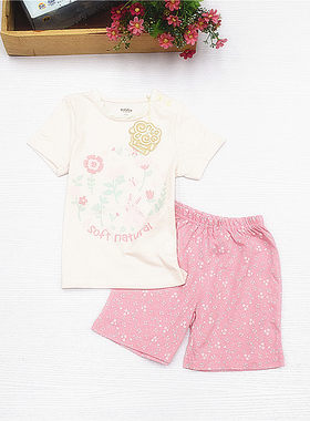 纯棉女童短袖短裤睡衣外穿家居服