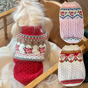 小型犬新年针织毛衣春秋冬款过年衣服比熊泰迪约克夏马尔济斯西施