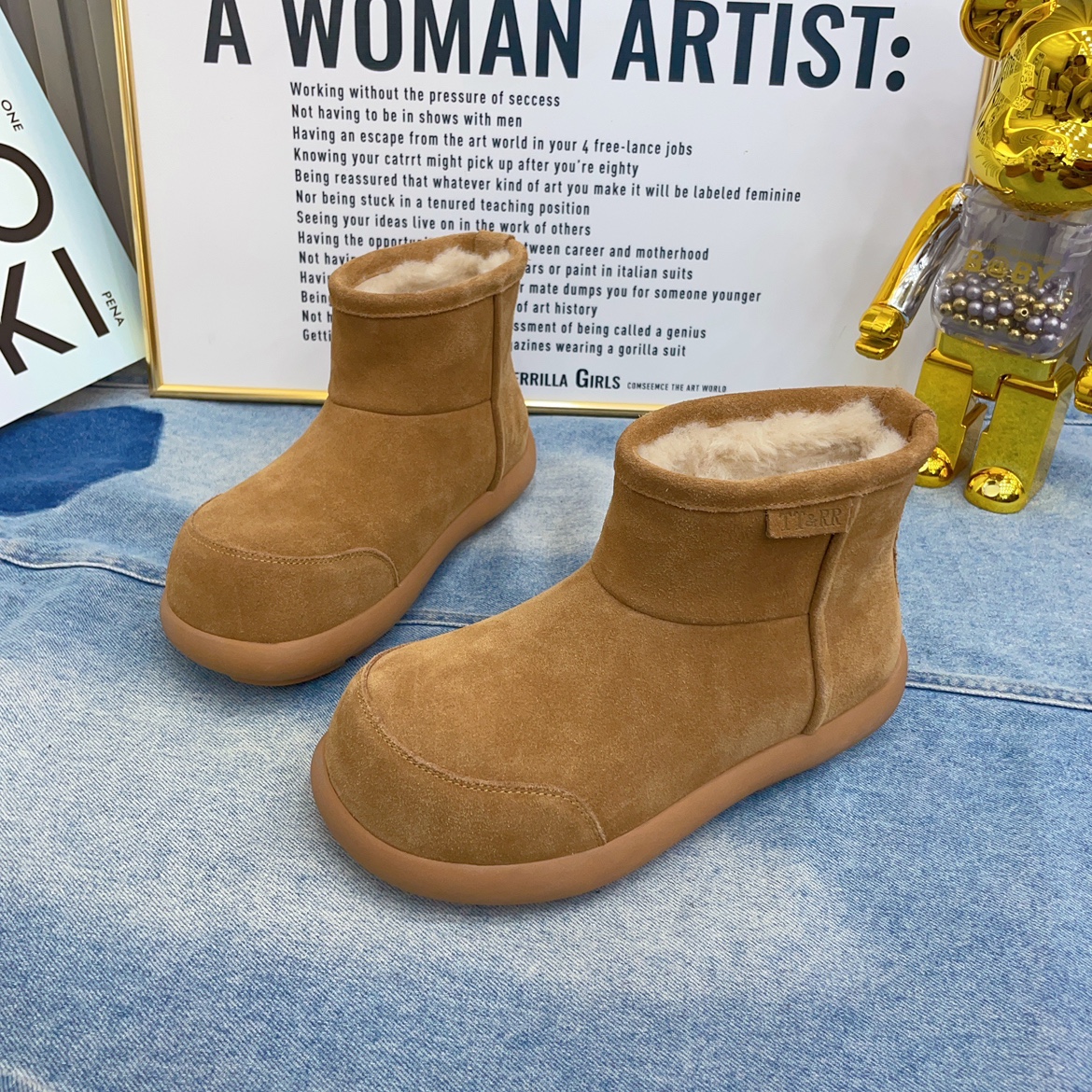 真皮厚底雪地靴女2025冬季新款加绒保暖棉鞋防滑面包鞋复古短靴潮