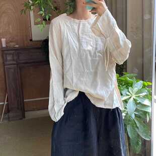 抽绳小喇叭袖亚麻打底衫（日光）287