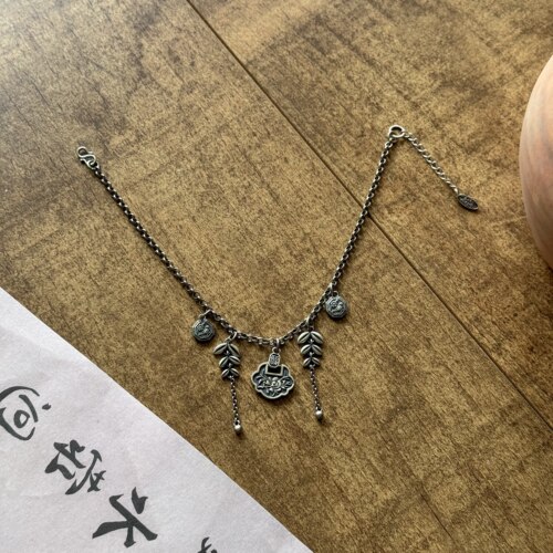 925银 步步生莲脚链