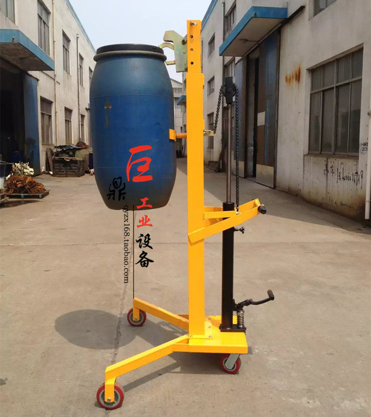 促销 液压油桶车直角支腿塑料铁桶装卸车堆高车DTF450叉车升1.1米