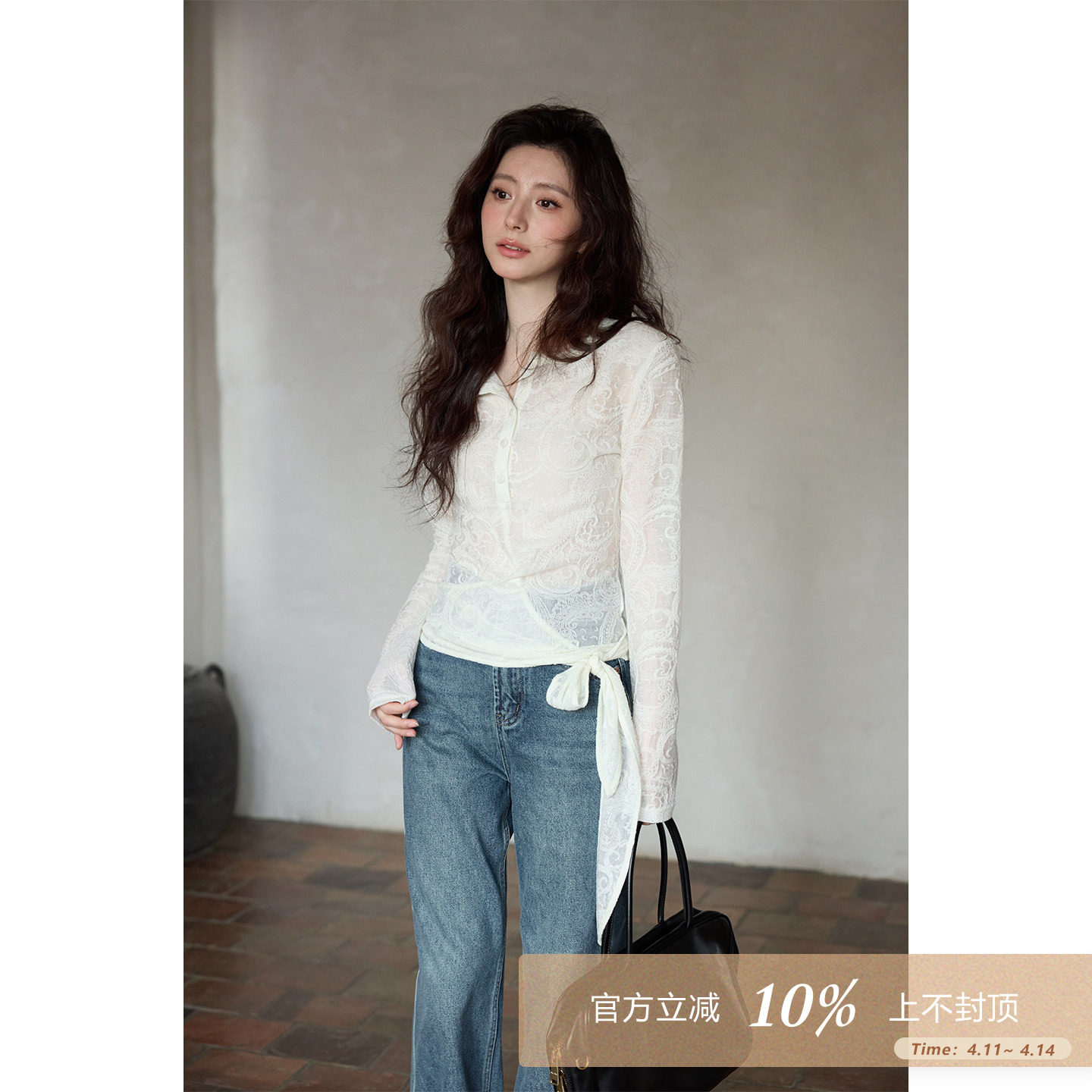 夕蒙2026新款春季法式独特漂亮小个子绝美巨好看蕾丝拼接长袖衬衫