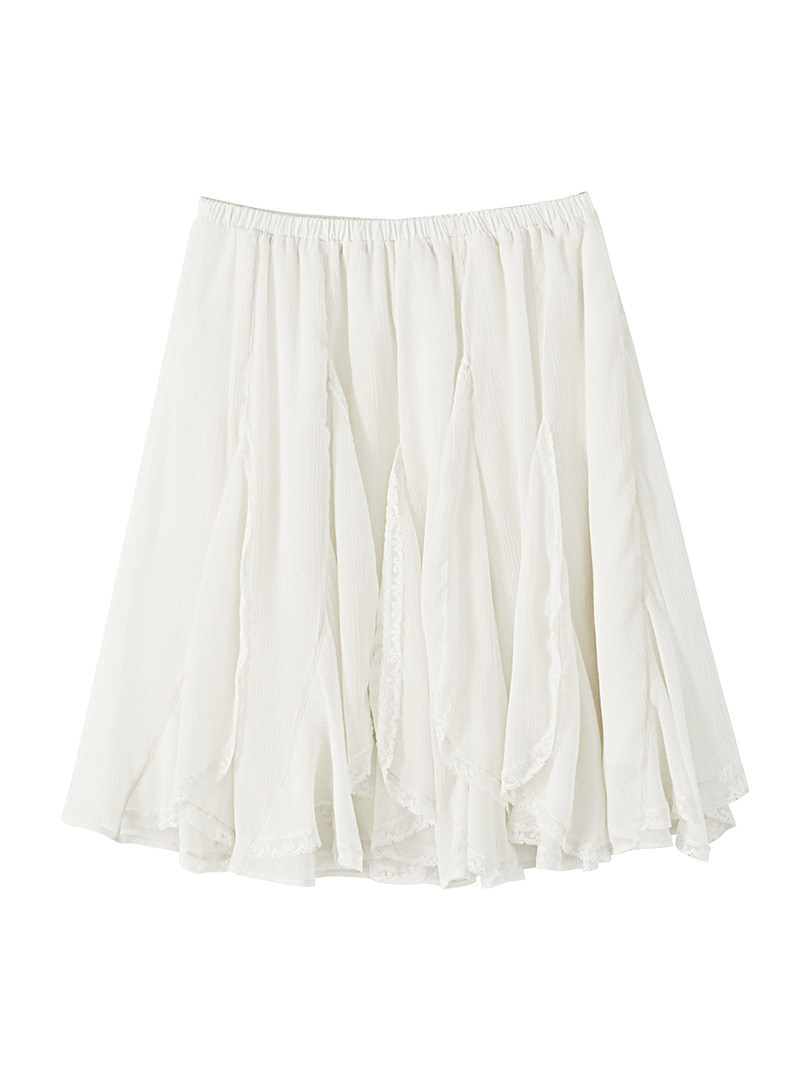 White flared skirt on a white background