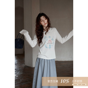 韩系气质上衣宽松独特漂亮小众流行白色长袖 t恤 春季 夕蒙2026新款