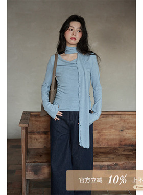 夕蒙2025新款秋季韩系小众时尚气质上衣小个子设计感辣妹洋气T恤