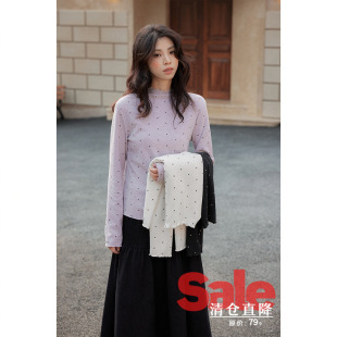 上衣小个子波点套头长袖 韩系气质内搭打底衫 冬季 t恤 清仓秒杀