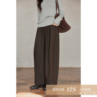 子宽松高腰小个子慵懒感咖色休闲裤 韩系气质裤 女 冬季 夕蒙2026新款