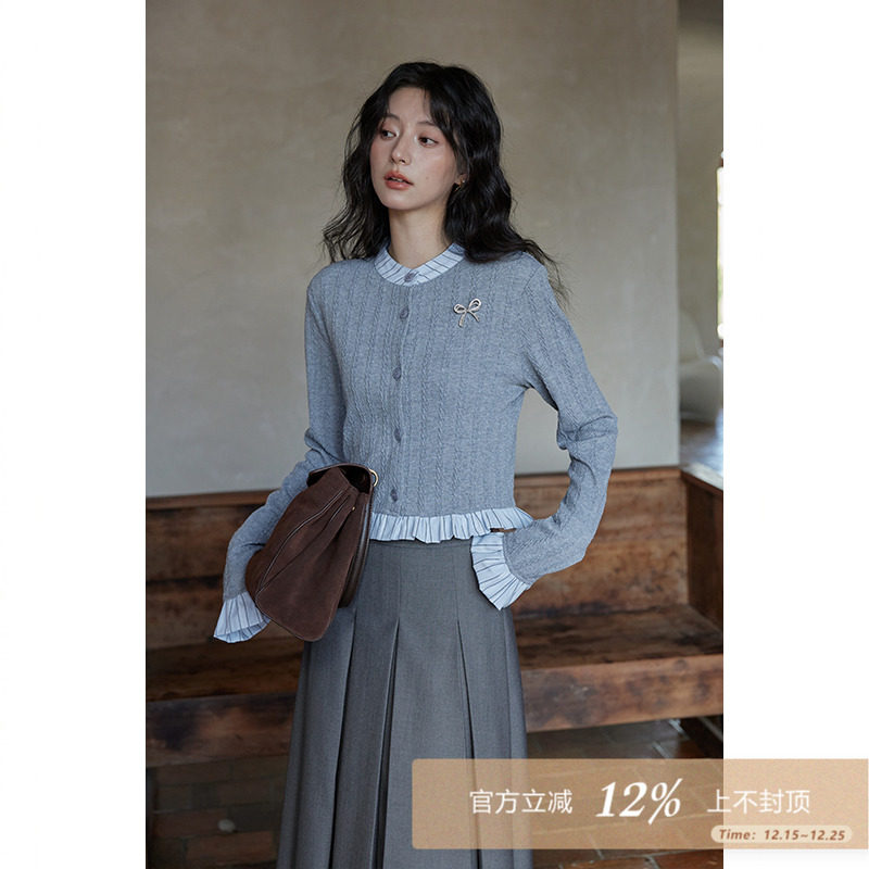 夕蒙新款秋季高级上衣设计感小众法式长袖小个子条纹t恤套装女