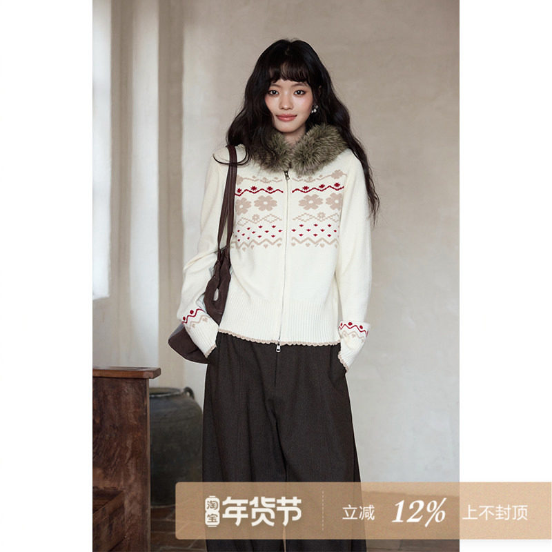 夕蒙2026新款冬季韩系气质上衣小个子独特漂亮巨好看复古毛领毛衣,女装/女士精品,毛衣,淘宝优惠券,粉丝福利购,淘宝优惠卷