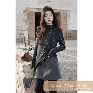 上衣高级感可外穿半高领波点t恤 绝美内搭打底衫 夕蒙2025新款 冬季