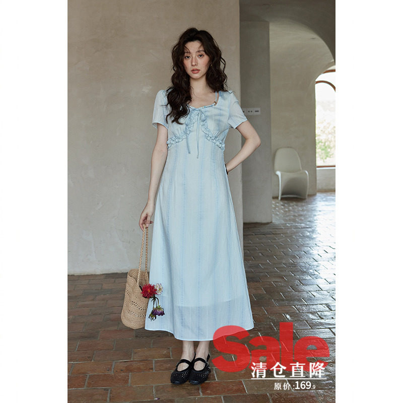 【清仓秒杀】夏法式气质裙子流行甜美小众别致设计感小个子连衣裙