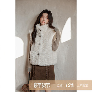 夕蒙2025新款冬季韩系小个子绝美巨好看羊羔毛毛绒立领马甲外套女