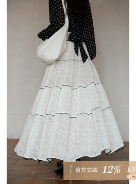 夕蒙2026新款春季韩系气质裙子小个子纱裙设计感高腰白色半身裙女