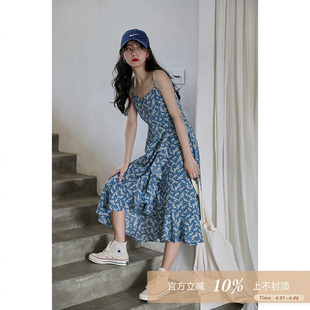 茶歇法式 气质碎花吊带连衣裙女 春夏小个子设计感时尚 夕蒙2026新款