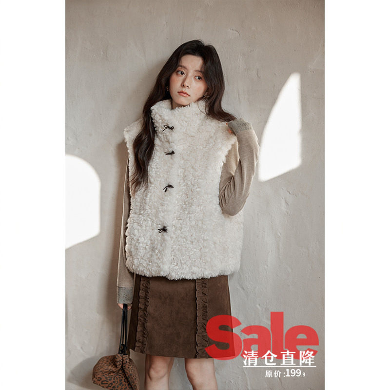 【清仓秒杀】冬季韩系小个子绝美巨好看羊羔毛毛绒立领马甲外套女