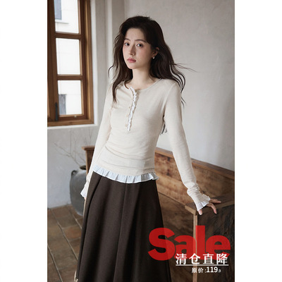 设计感小众小个子长袖T恤