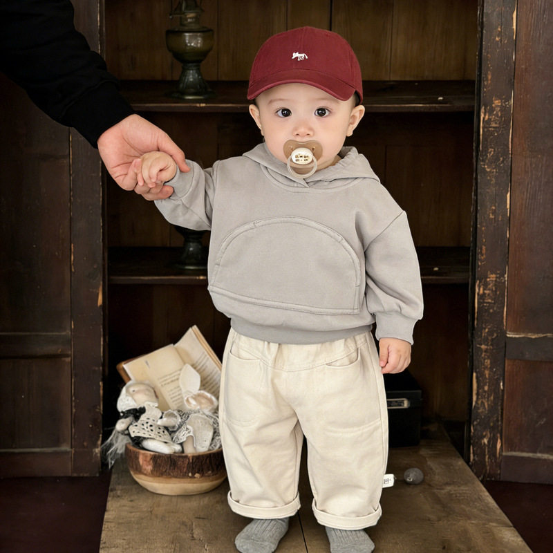 早春韩国男童套装春秋季宝宝休闲连帽卫衣春装帅气婴儿百搭休闲裤