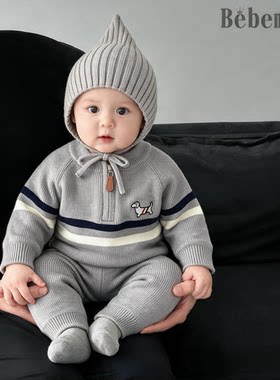 【毛衣+裤子】0-3岁秋冬婴儿针织毛线衣服套装潮牌腊肠狗男宝衣服