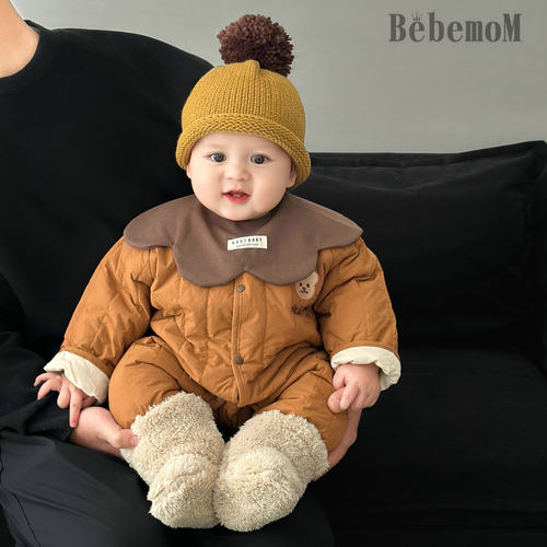 宝宝冬季衣服夹棉保暖连体衣刺绣