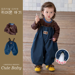 男宝宝春秋套装韩版婴儿春装衣服婴幼儿背带裤男小童外出服连体衣