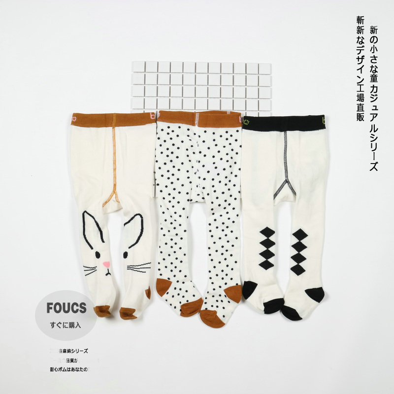 春秋小童女童底裤兔子斑点白色