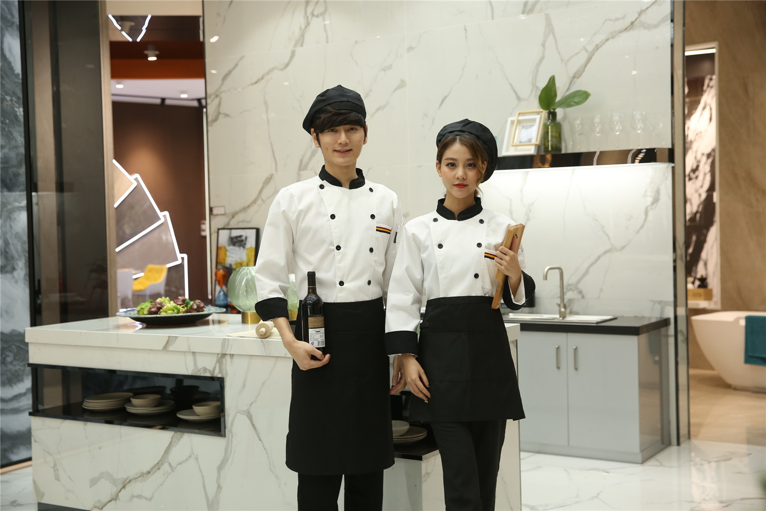 厨师服长袖秋冬装男女士酒店餐厅主厨房工作服帅气蛋糕点宾馆茶楼