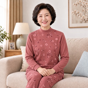 妈妈高领棉毛衫套装纯棉秋衣秋裤