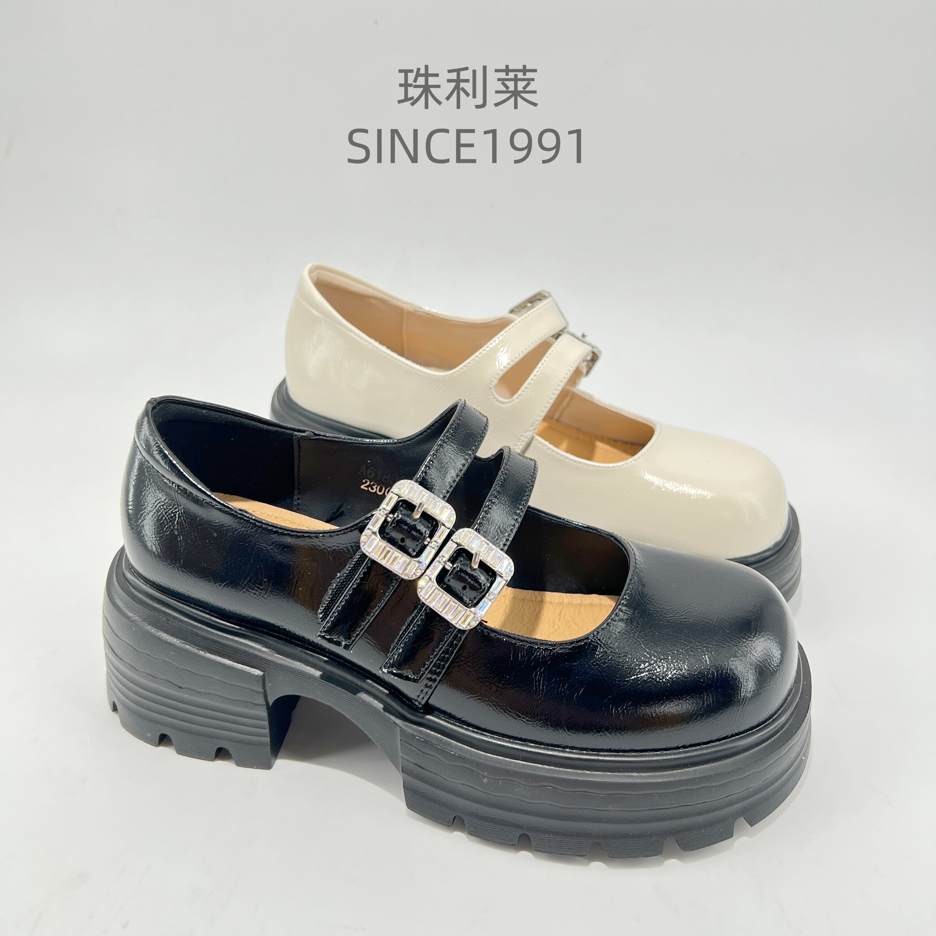 珠利莱学院风厚底一字扣玛丽珍鞋
