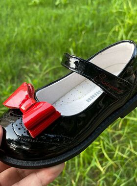 斯乃纳童鞋2022秋新品春款SP233318女宝宝软底学步公主小童黑皮鞋