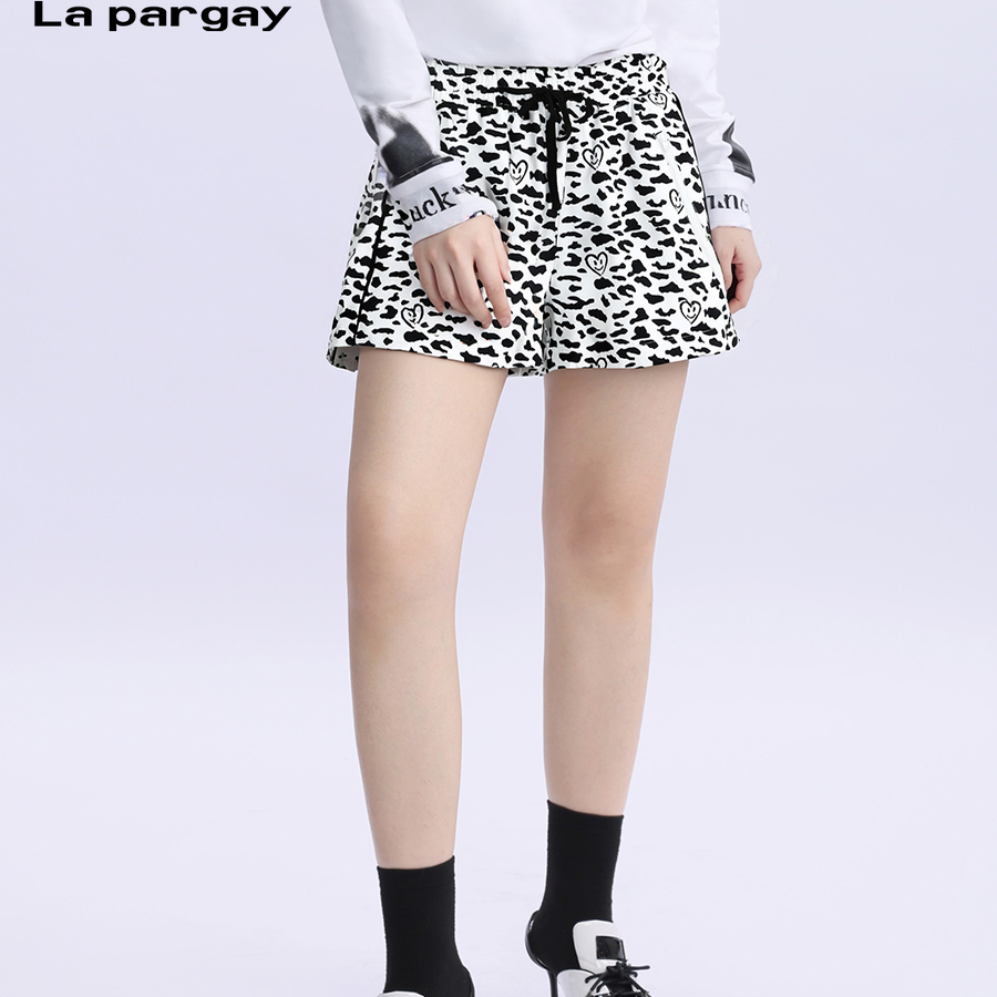 纳帕佳口袋街头印花直筒系绳高腰